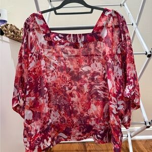 a.n.a Red and Pink Floral Blouse